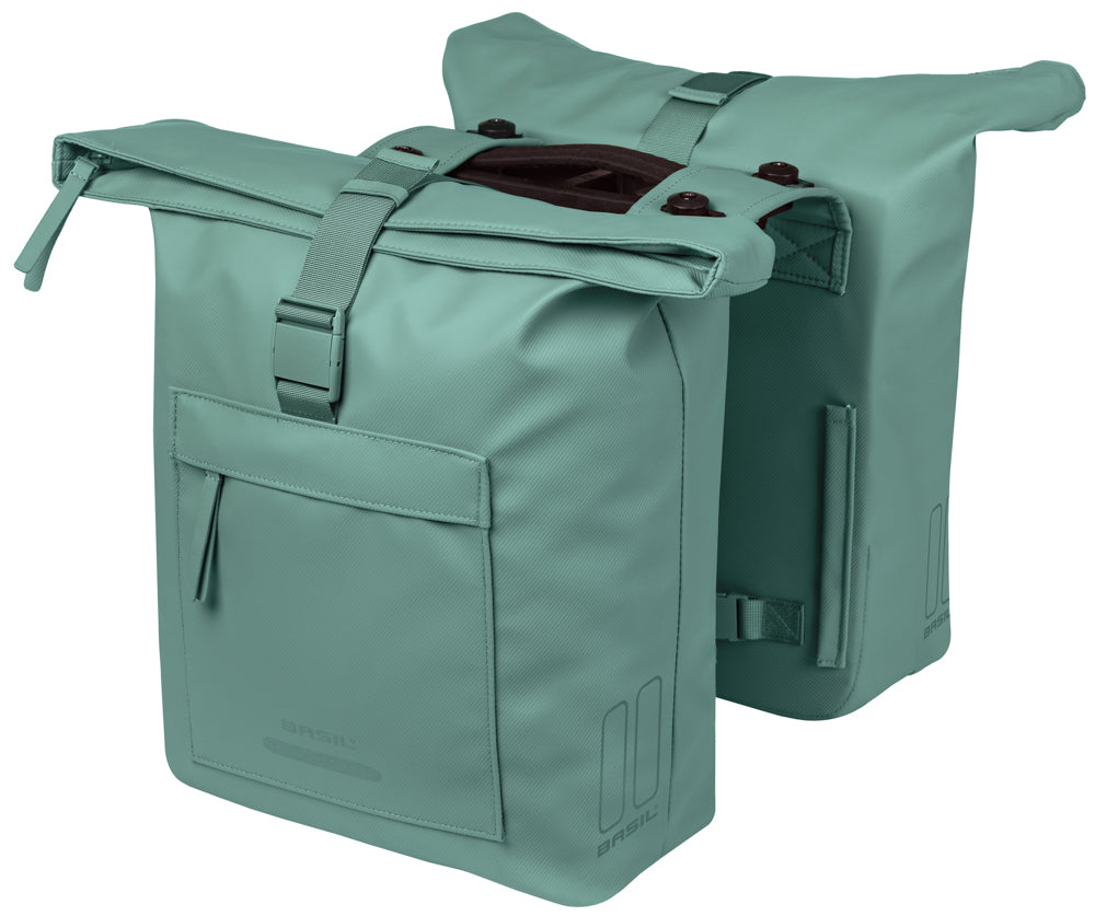 Dubbele fietstas Basil Brooklyn MIK 41L 14 x 30 x 37 cm - groen