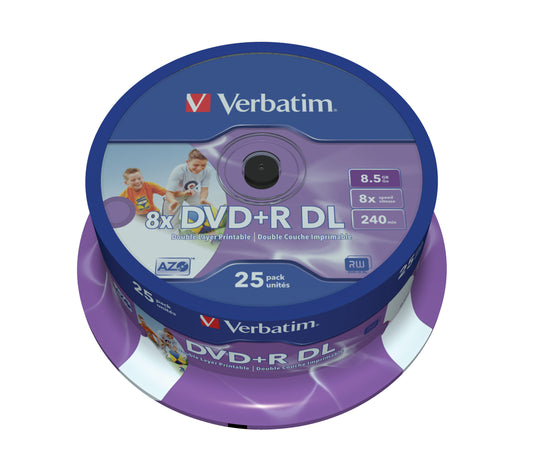 1x25 Verbatim DVD+R Double Layer 8x Speed, printable, 8,5GB