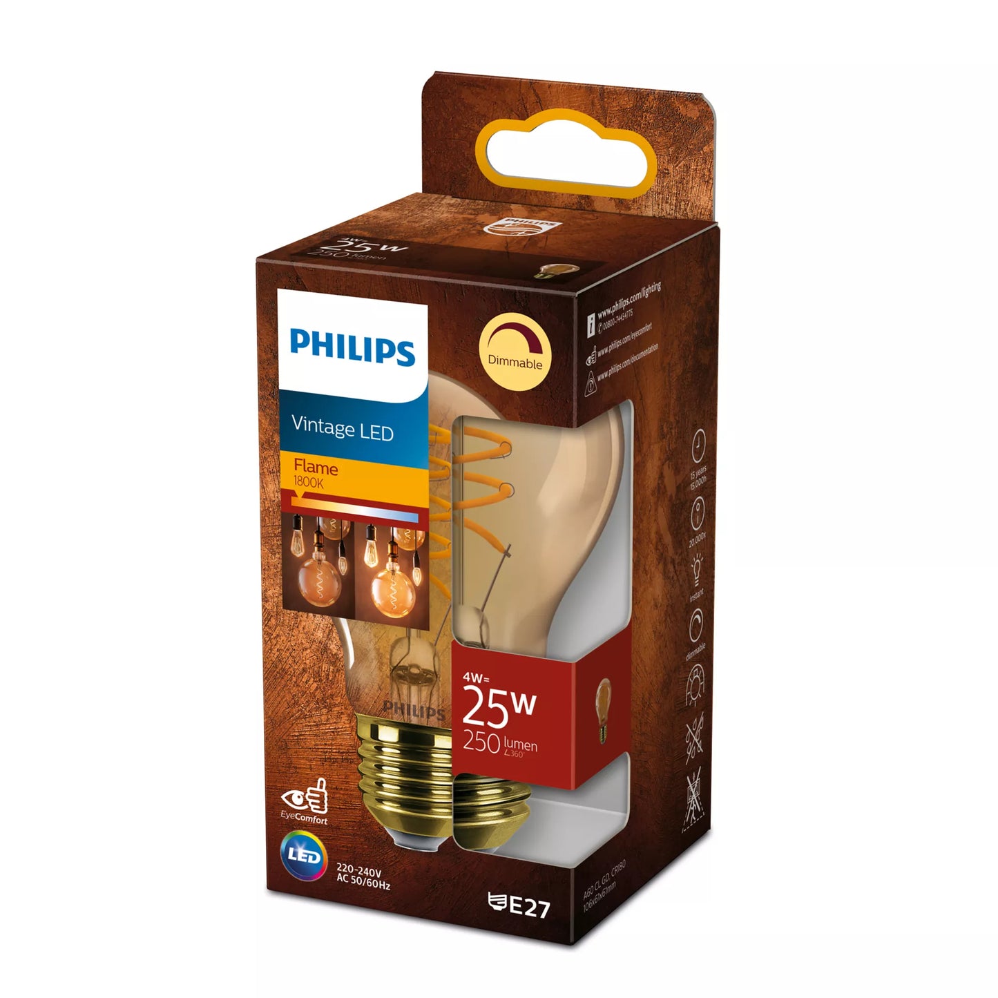 Phi LED cl A60 GLD D 25W E27