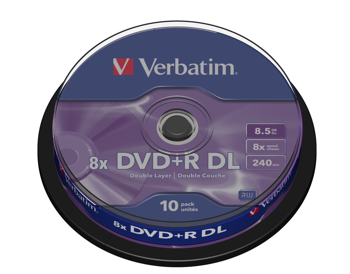 1x10 Verbatim DVD+R Double Layer 8x Speed, 8,5GB matt silver