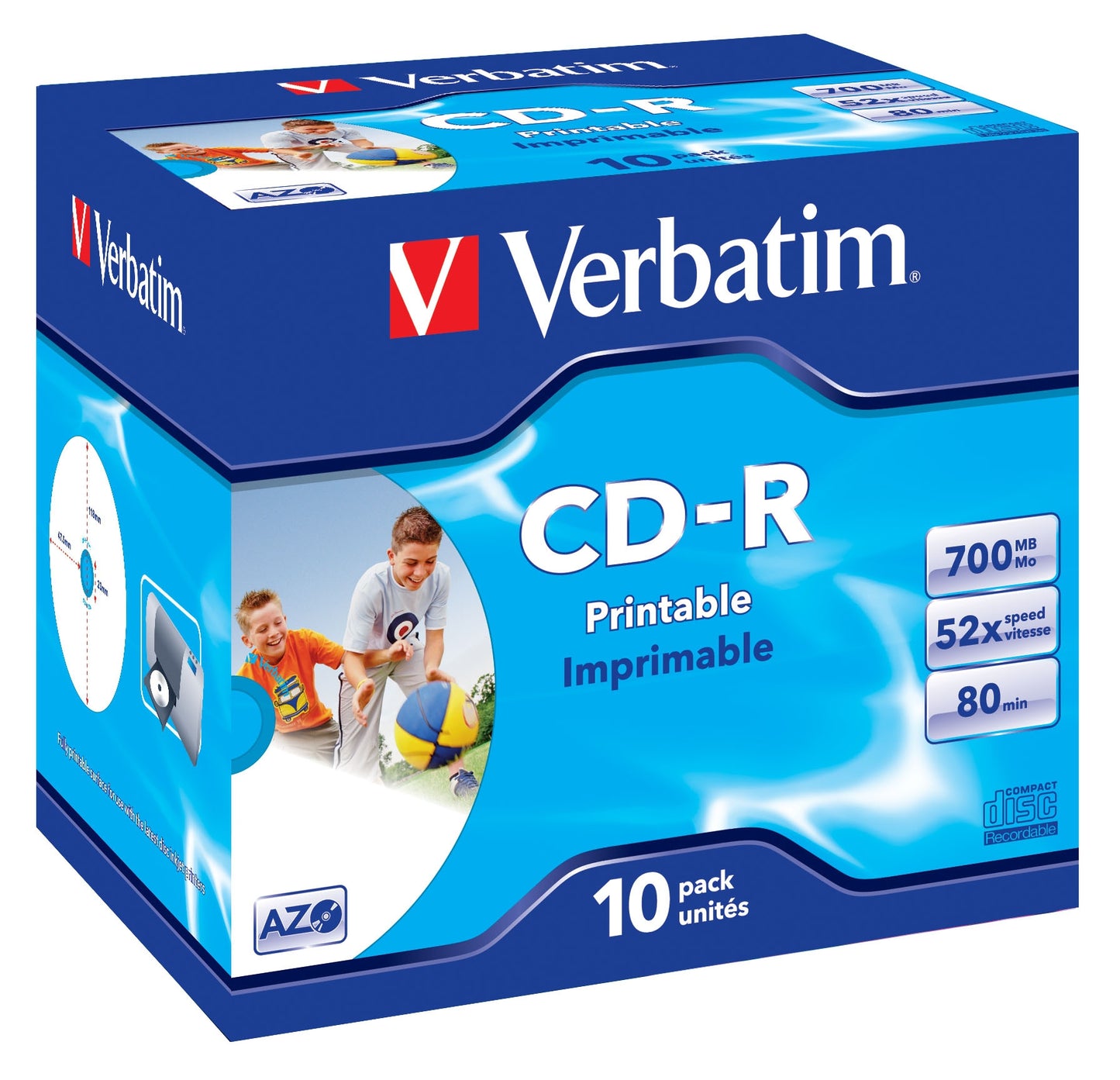 1x10 Verbatim Data Life Plus JC CD-R 80 / 700MB, 52x, printable