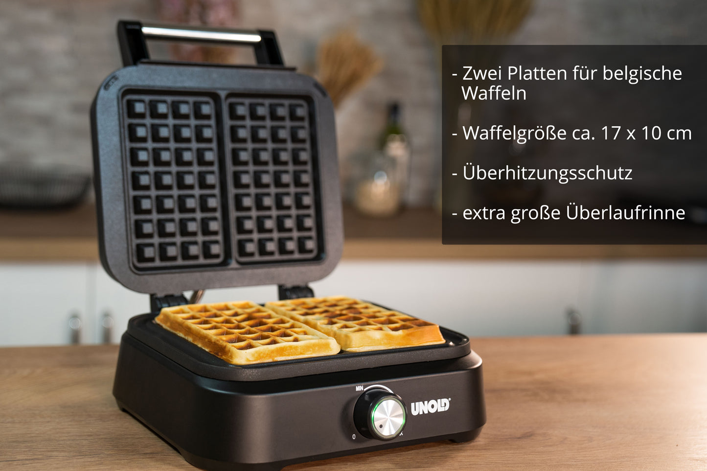 Unold 48275 Double Waffle Iron Brussels       Belgian Waffels