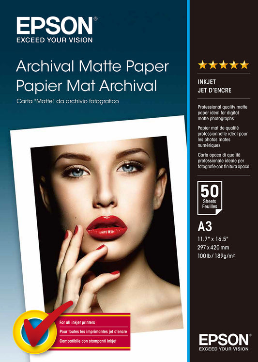 Epson Archival Matte Paper A 3, 50 Sheet, 189 g    S 041344
