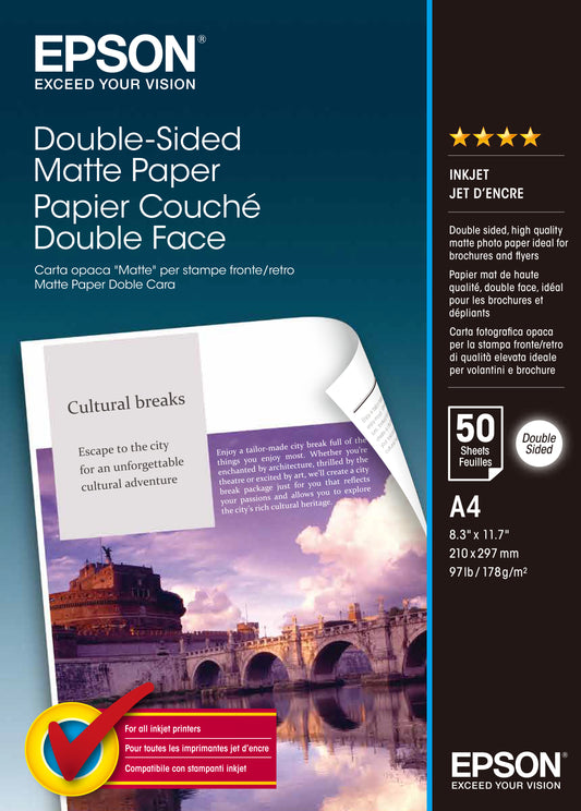 Epson Double Side Matte Paper A4, 50 Sheet, 178g    S041569