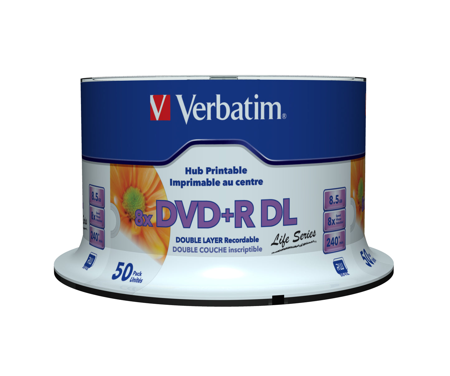 1x50 Verbatim DVD+R DL wide pr. 8x Speed, 8,5GB Life Series