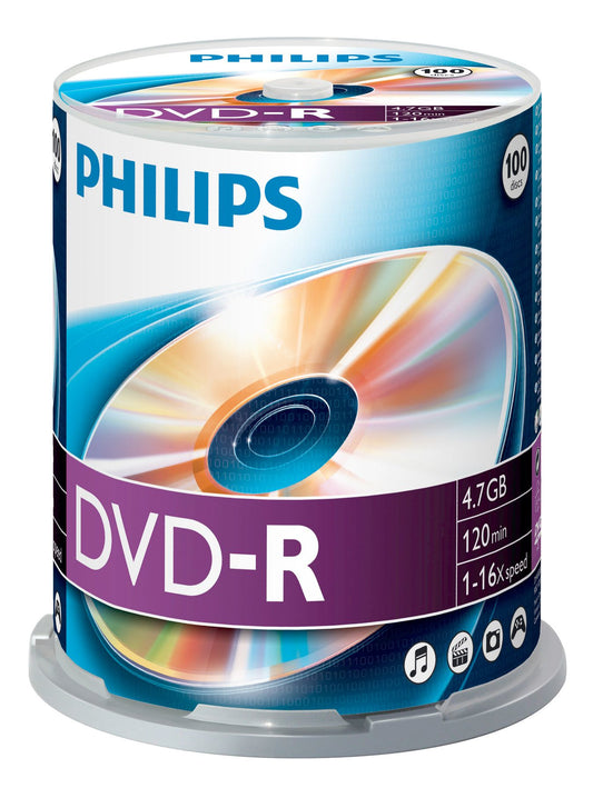 1x100 Philips DVD-R 4,7GB 16x SP