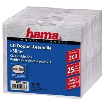 1x25 Hama CD Jewel Case Slim Double                51168