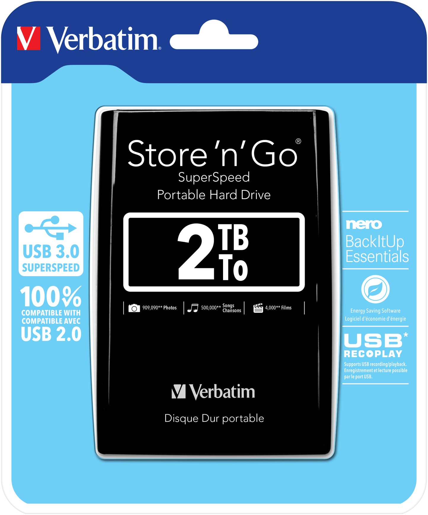 Verbatim Store n Go 2,5      2TB USB 3.0 black              53177
