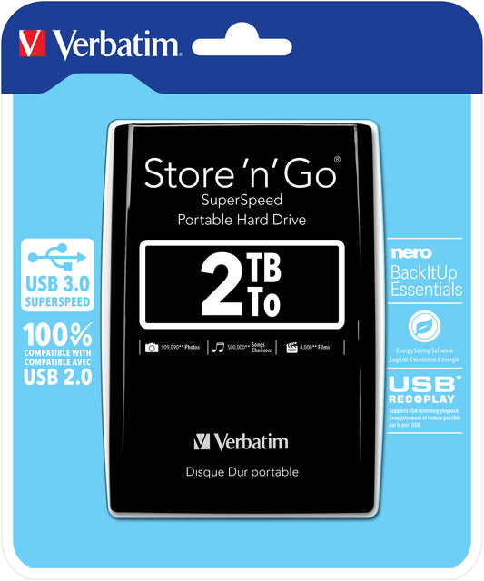Verbatim Store n Go 2,5      2TB USB 3.0 black              53177
