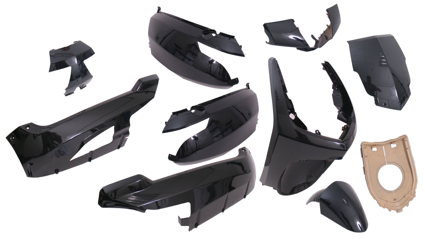 Plaatset 9-delig Edge voor Peugeot New Vivacity vanaf bouwjaar 2008 50cc 2/4T - metallic zwart