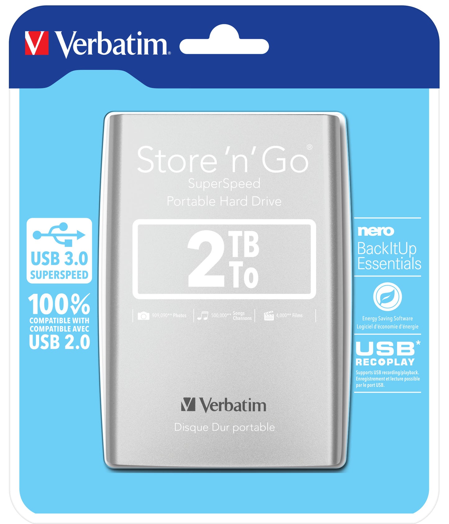 Verbatim Store n Go 2,5      2TB USB 3.0 silver             53189