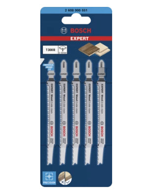 Bosch EXPERT jigsaw blades T308B 5pcs Wood 2-side clean
