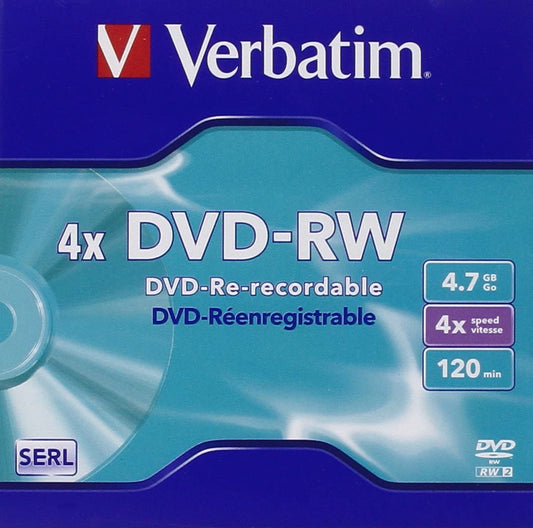 1x5 Verbatim DVD-RW 4,7GB 4x Speed, Jewel Case