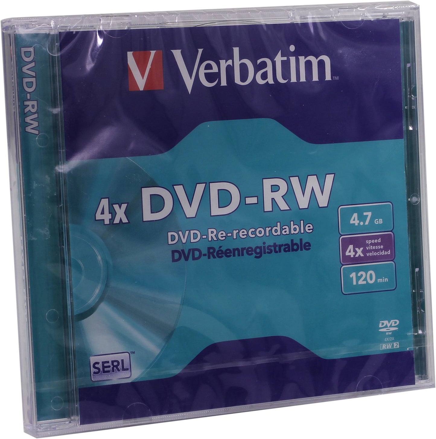 1x5 Verbatim DVD-RW 4,7GB 4x Speed, Jewel Case