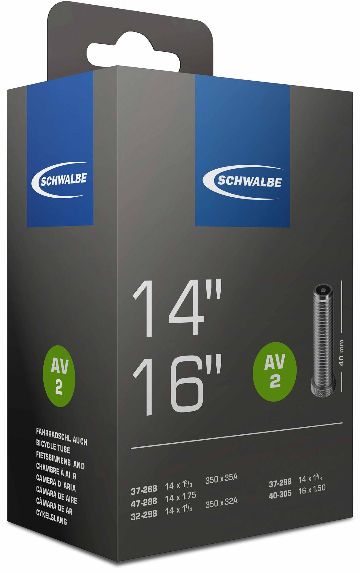 Binnenband Schwalbe AV2 14" / 32/47-288/305 - 40mm ventiel