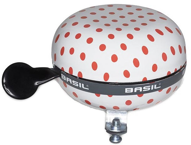 Fietsbel Ding-Dong Basil Polkadot ø80mm - wit/rood
