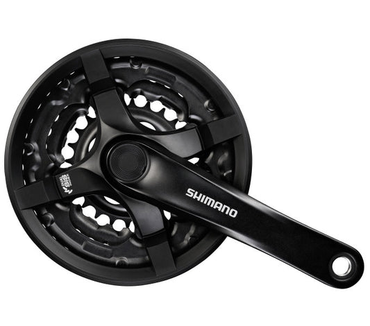 Crankstel 6/7/8 speed Shimano Tourney FC-TY501 met 175mm crankarm 48 x 38 x 28T met kettingscherm - zwart