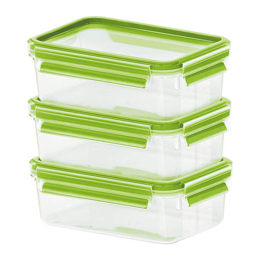 Emsa Food Clip&Close 515583 transp./green 0,55l 3p Set