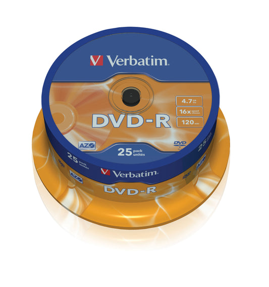 1x25 Verbatim DVD-R 4,7GB 16x Speed, matt silver