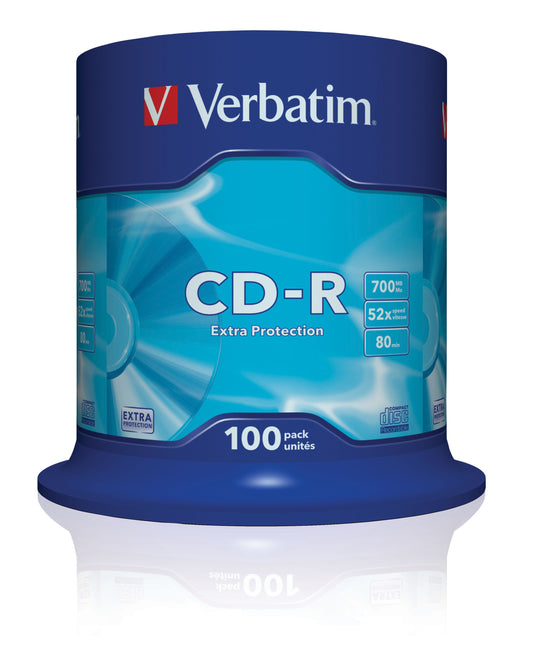 1x100 Verbatim Data Life CD-R 80 700MB, 52x Speed, Cake Box