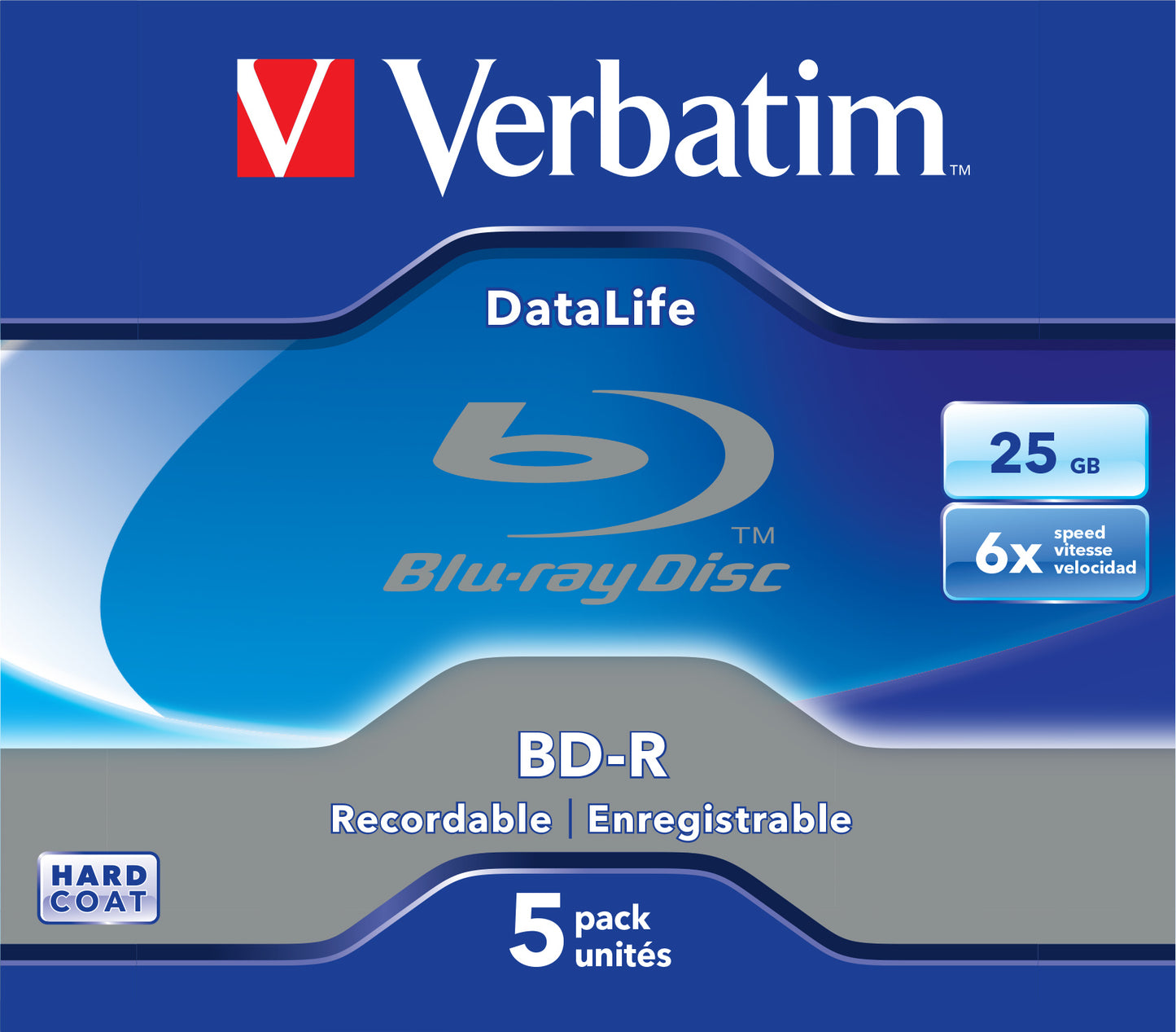 1x5 Verbatim BD-R Blu-Ray 25GB 6x Speed Datalife No-ID Jewel