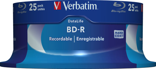 1x25 Verbatim BD-R Blu-Ray 25GB 6x Speed Datalife No-ID Cakebox