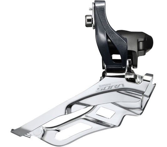 Voorderailleur 3 x 9-speed Shimano Sora FD-R3030 aanlas / down-pull 63-66° - Zwart/Zilver