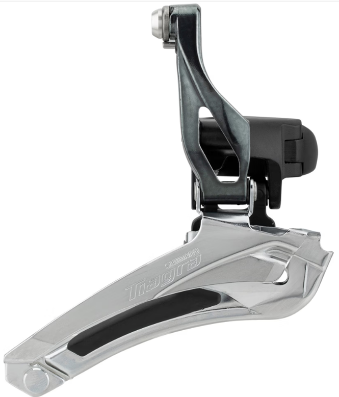 Voorderailleur 2 x 10 speed Shimano Tiagra FD-4700 ø28,6 - ø31,8 mm klem / down-pull 61-66° - 46-53T - Zwart/Zilver