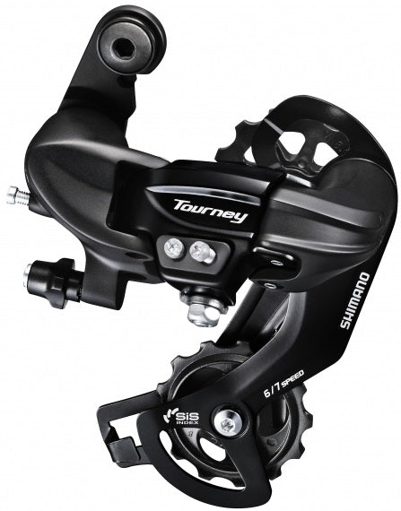 Achterderailleur 6/7-speed Shimano Tourney TY300 - directe montage (D-Type) - Zwart
