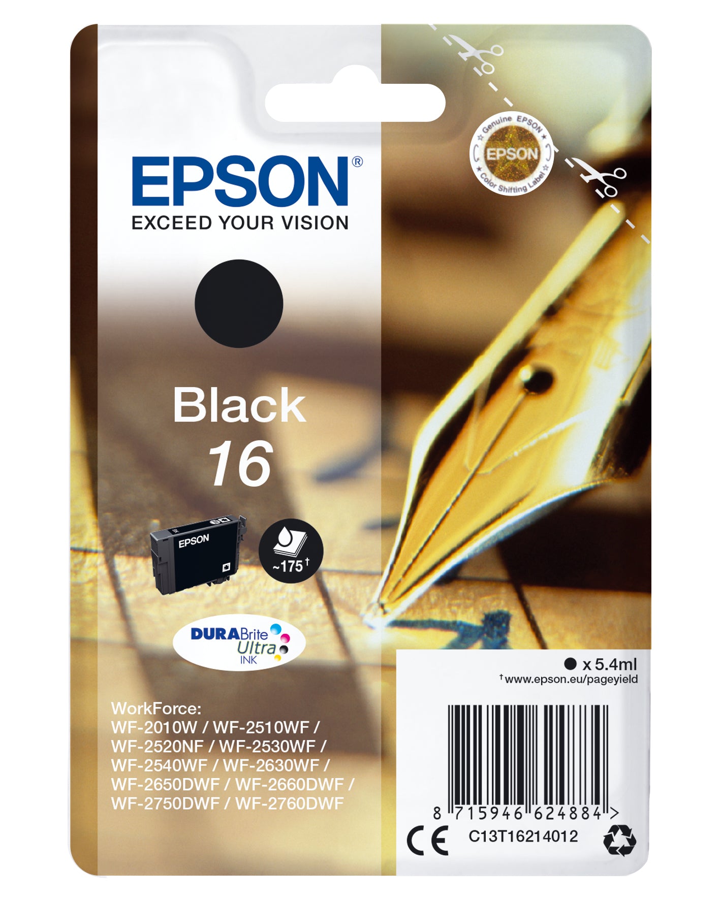 Epson ink cartridge black DURABrite Ultra T 162     T 1621