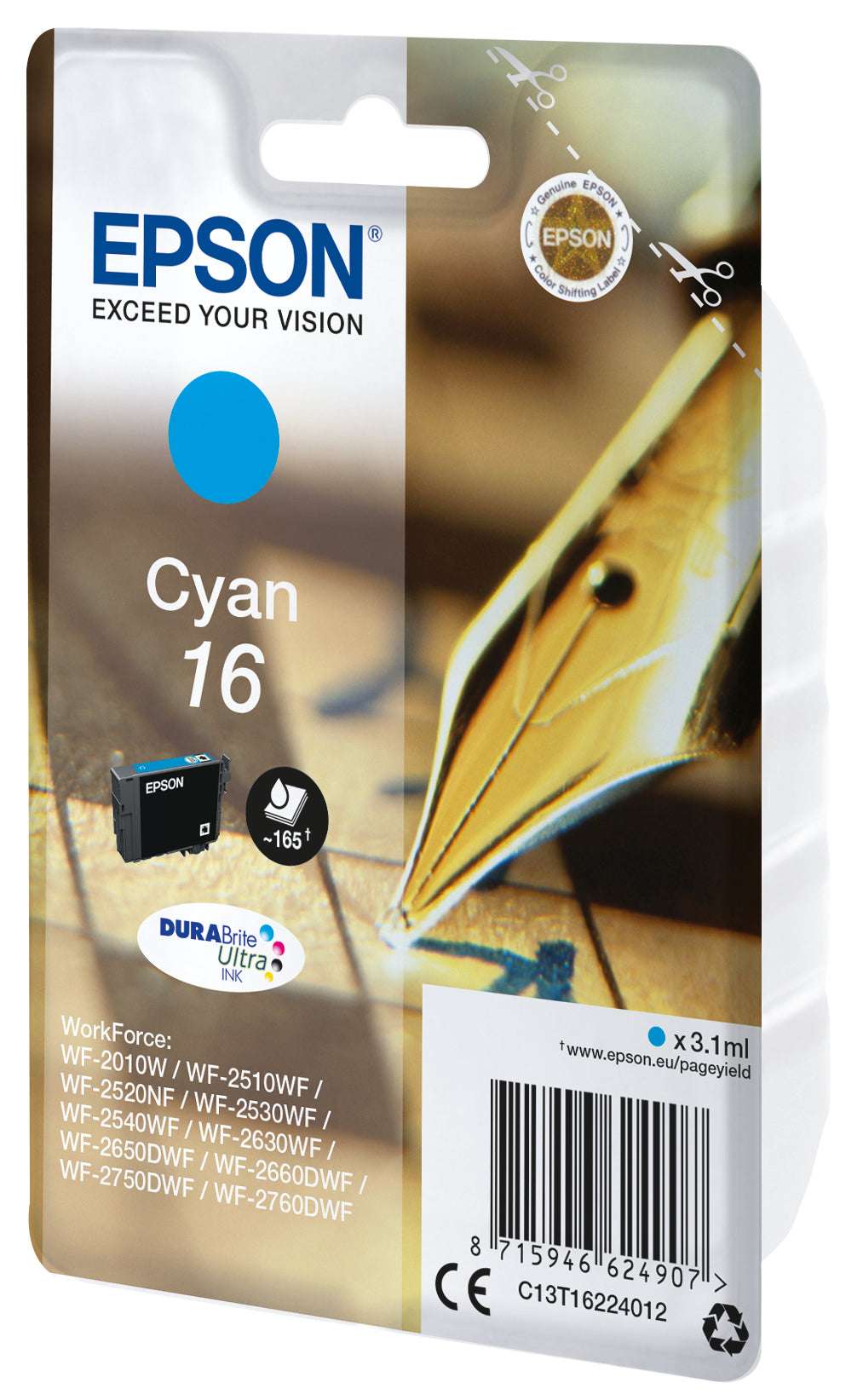 Epson ink cartridge cyan DURABrite Ultra T 162     T 1622
