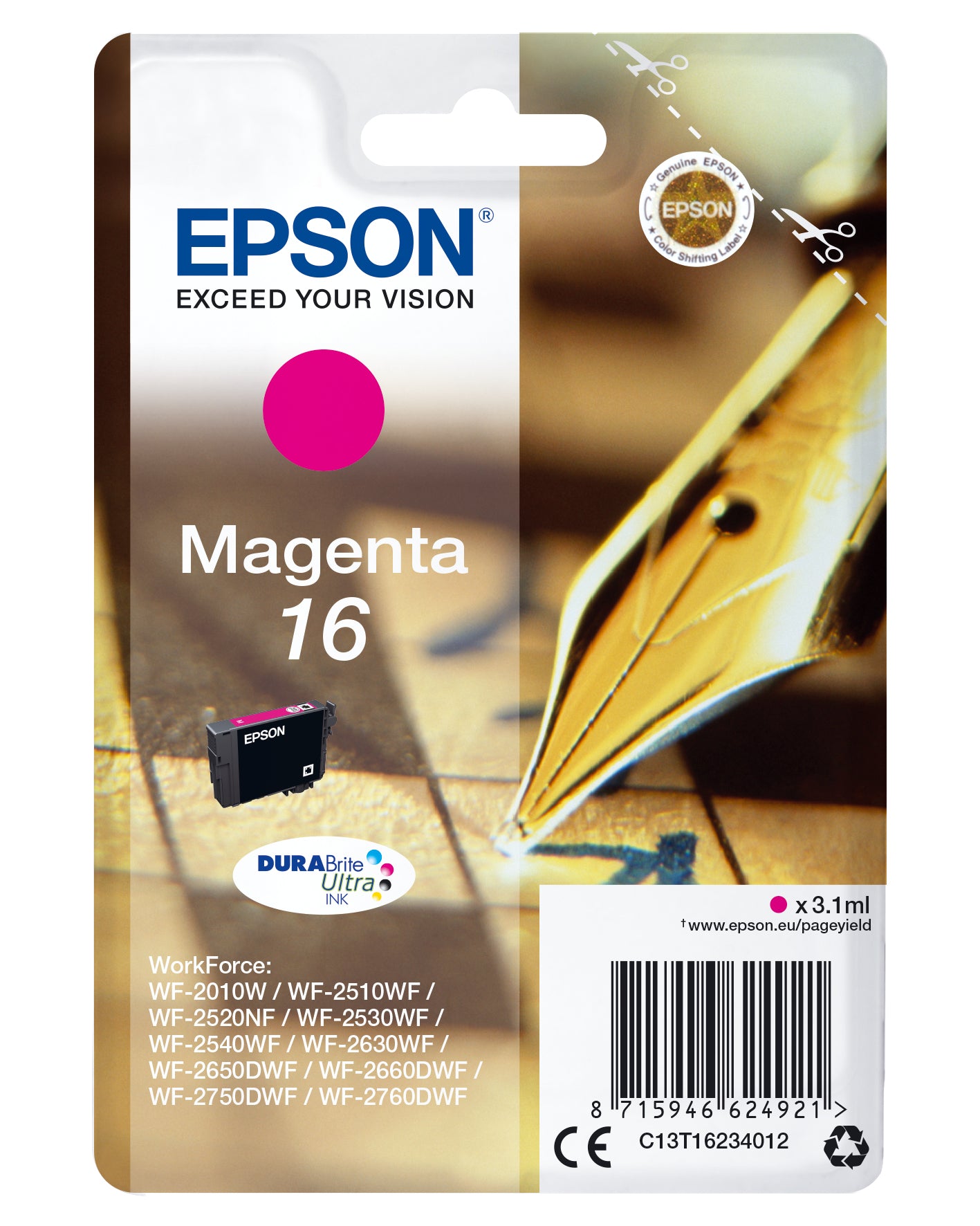 Epson ink cartridge magenta DURABrite Ultra T 162     T 1623
