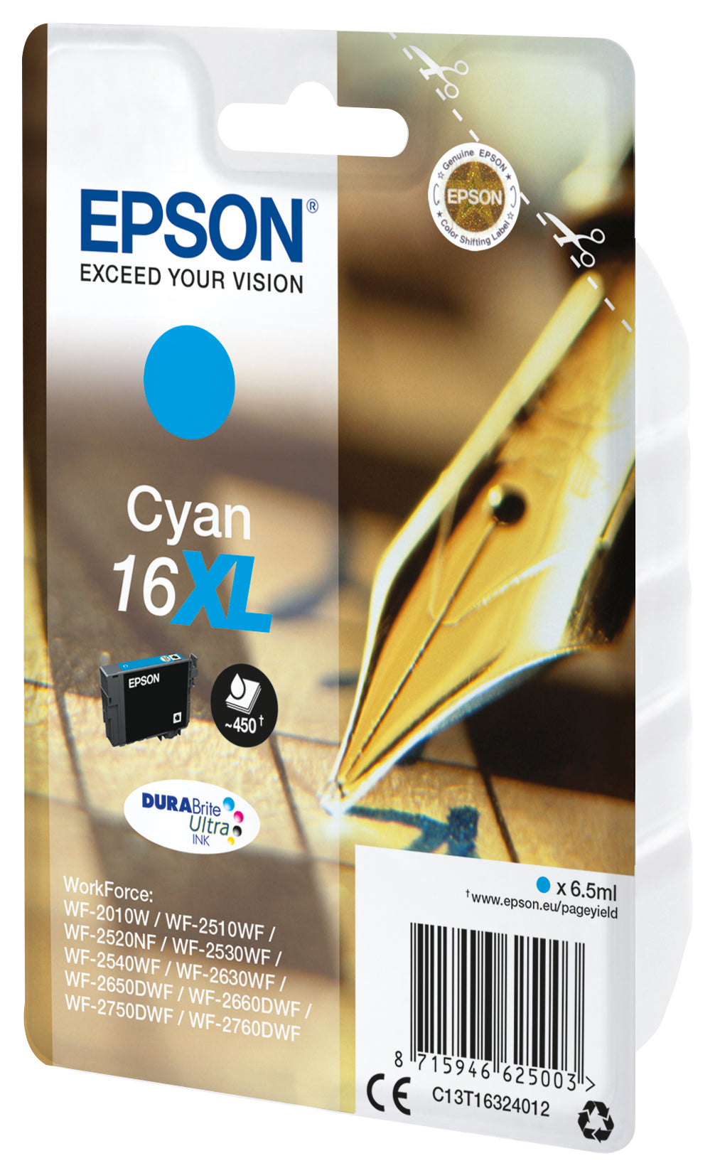 Epson ink cartridge XL cyan DURABrite Ultra T 163     T 1632