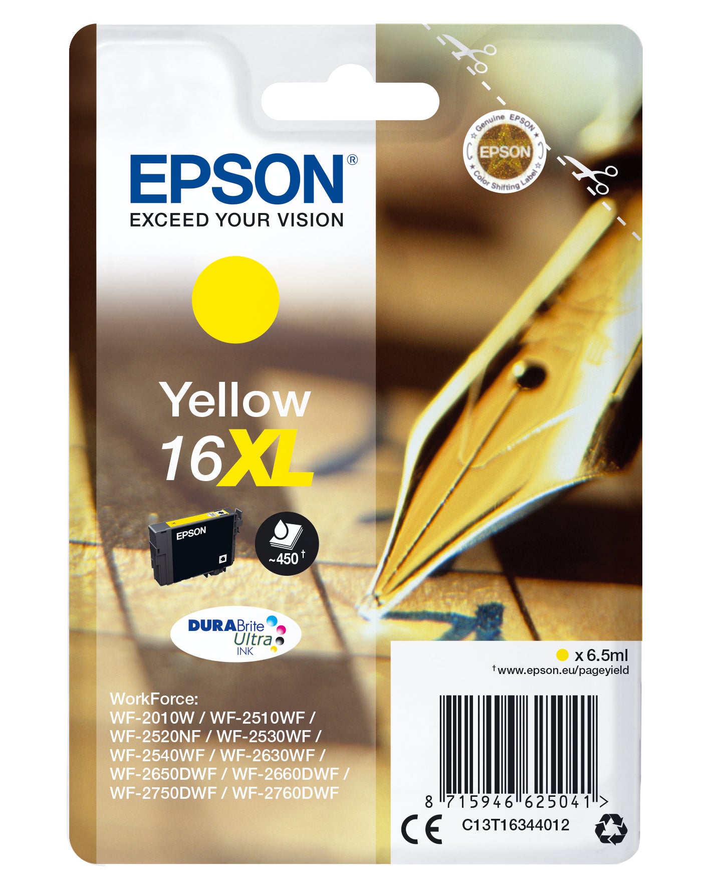 Epson ink cartridge XL yellow DURABrite Ultra T 163     T 1634