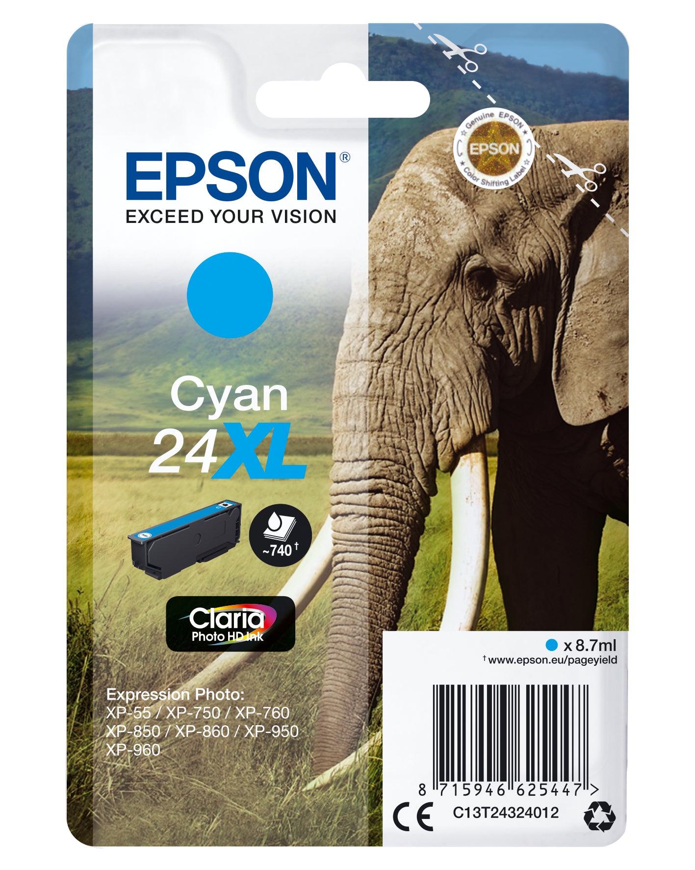 Epson ink cartridge XL cyan Claria Photo HD T 243     T 2432