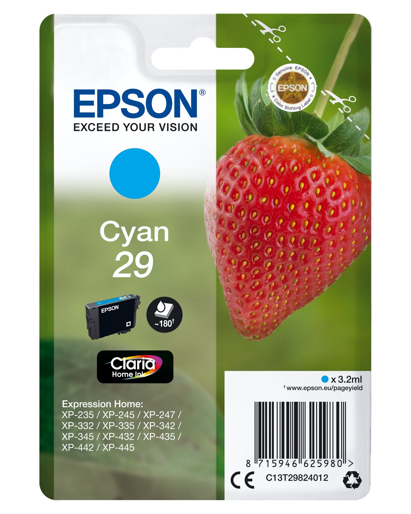 Epson ink cartridge cyan Claria Home 29            T 2982