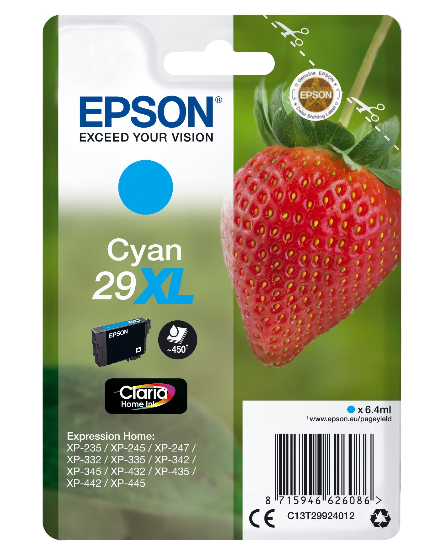 Epson ink cartridge XL cyan Claria Home 29            T 2992
