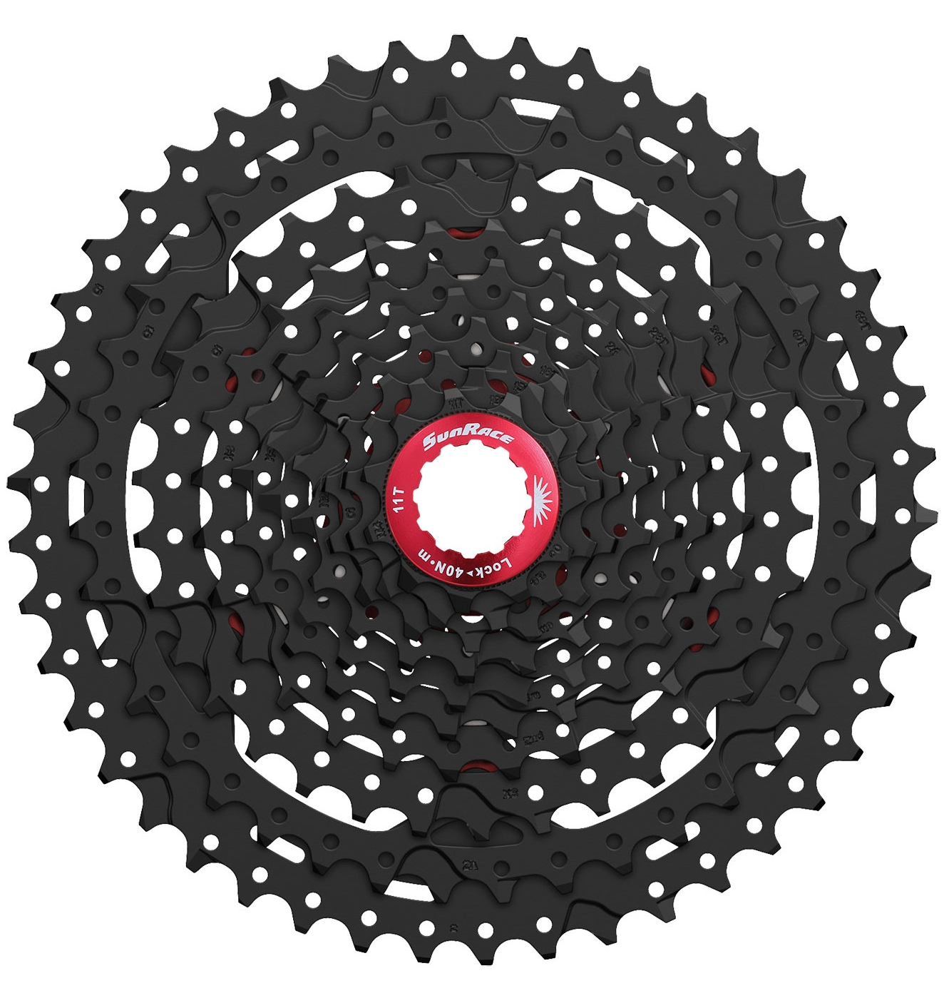 Cassette 10 speed Sunrace CS-MX3  11-46T - zwart/rood