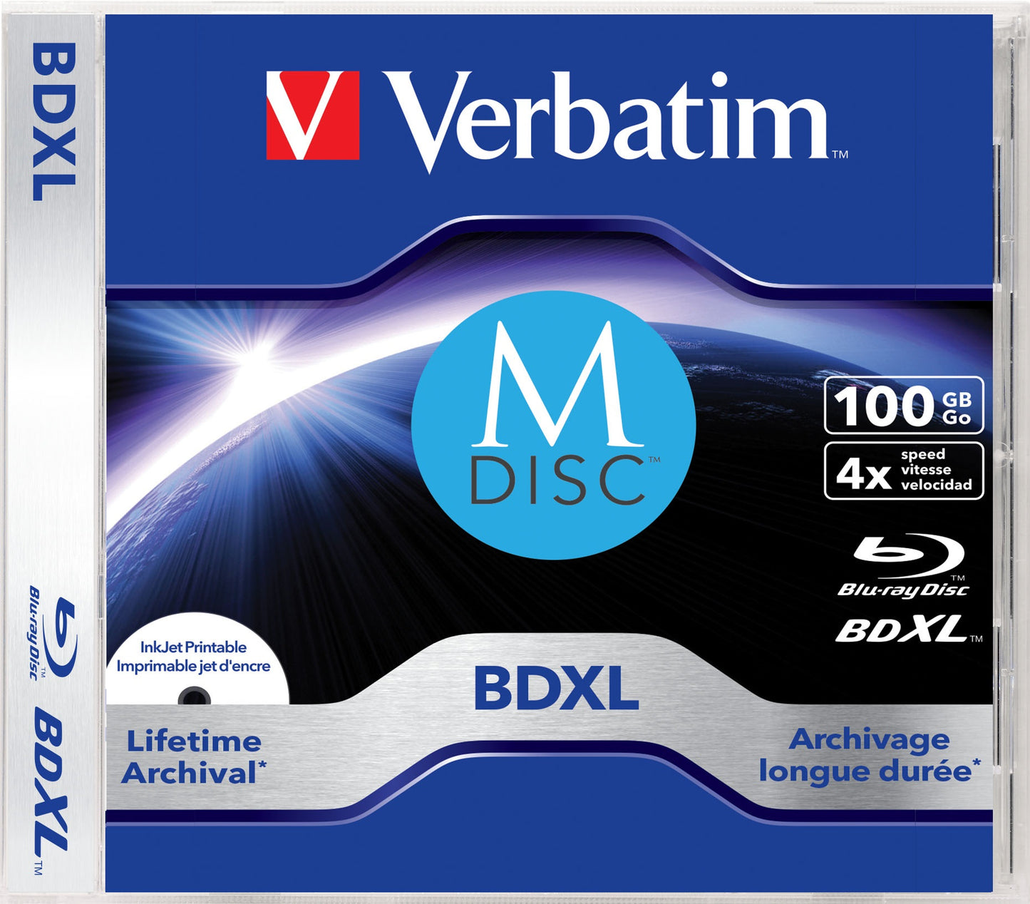 1x5 Verbatim M-Disc BD-R Blu-Ray 100GB 4x Speed inkjet print. JC