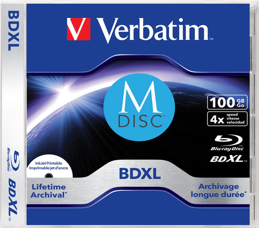 1x5 Verbatim M-Disc BD-R Blu-Ray 100GB 4x Speed inkjet print. JC