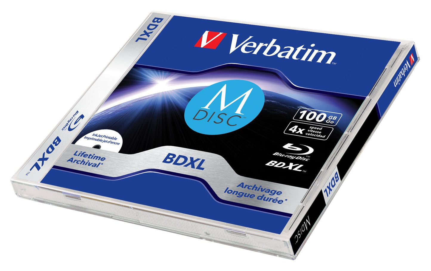 1x5 Verbatim M-Disc BD-R Blu-Ray 100GB 4x Speed inkjet print. JC