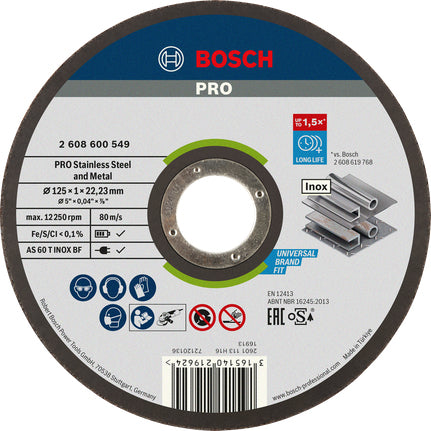 Bosch cutting disk INOX Rapido straight 1,0x125mm