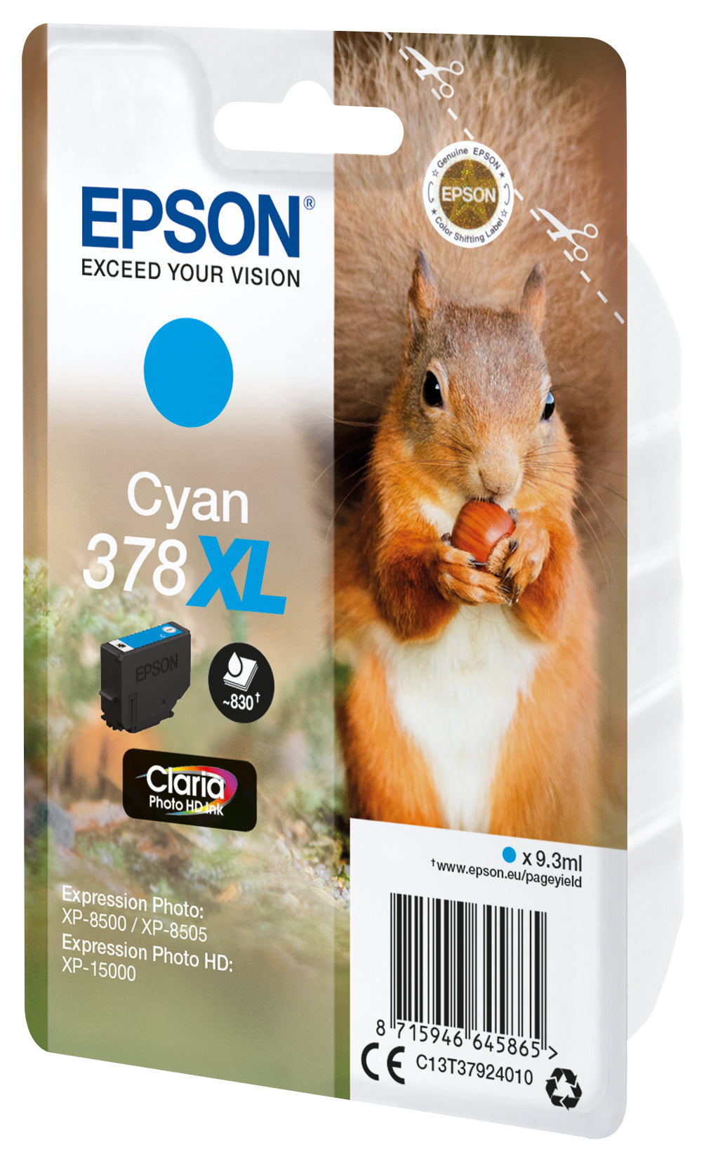 Epson ink cartridge cyan Claria Photo HD 378 XL    T 3792
