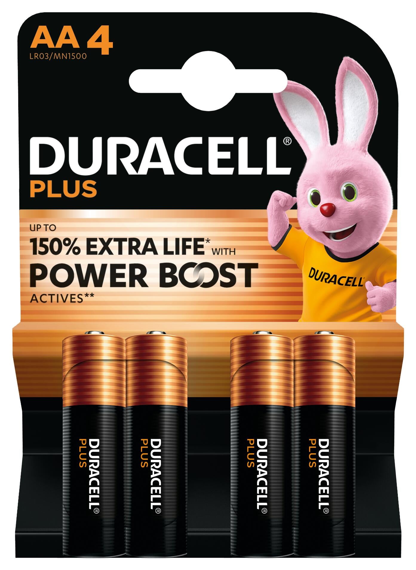 1x4 Duracell Plus Power Boost Mignon MN1500 AA LR6 1,5V