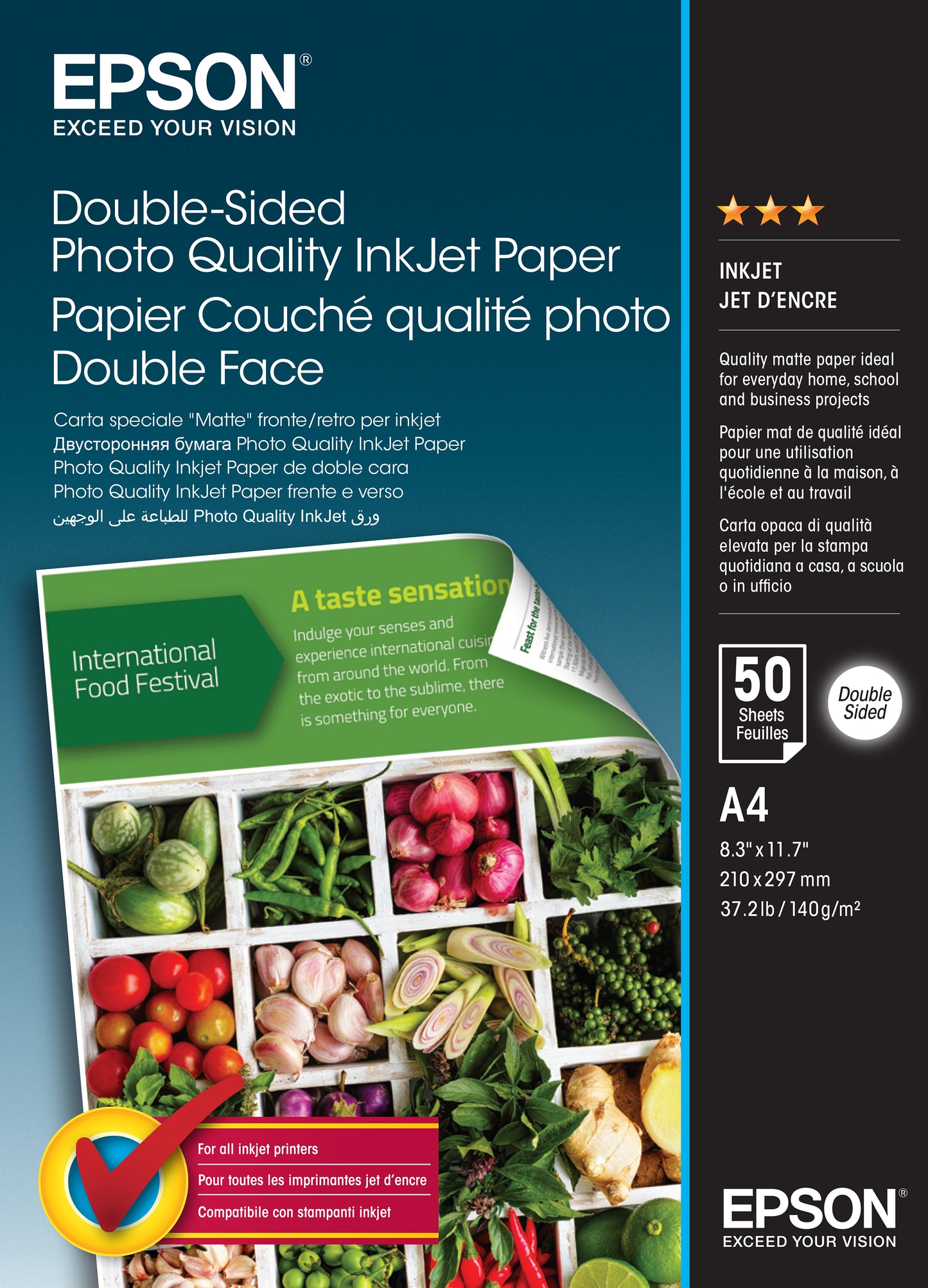 Epson Double-Sided Photo Quality Inkjet Paper A 4, 50 Sheet 140 g