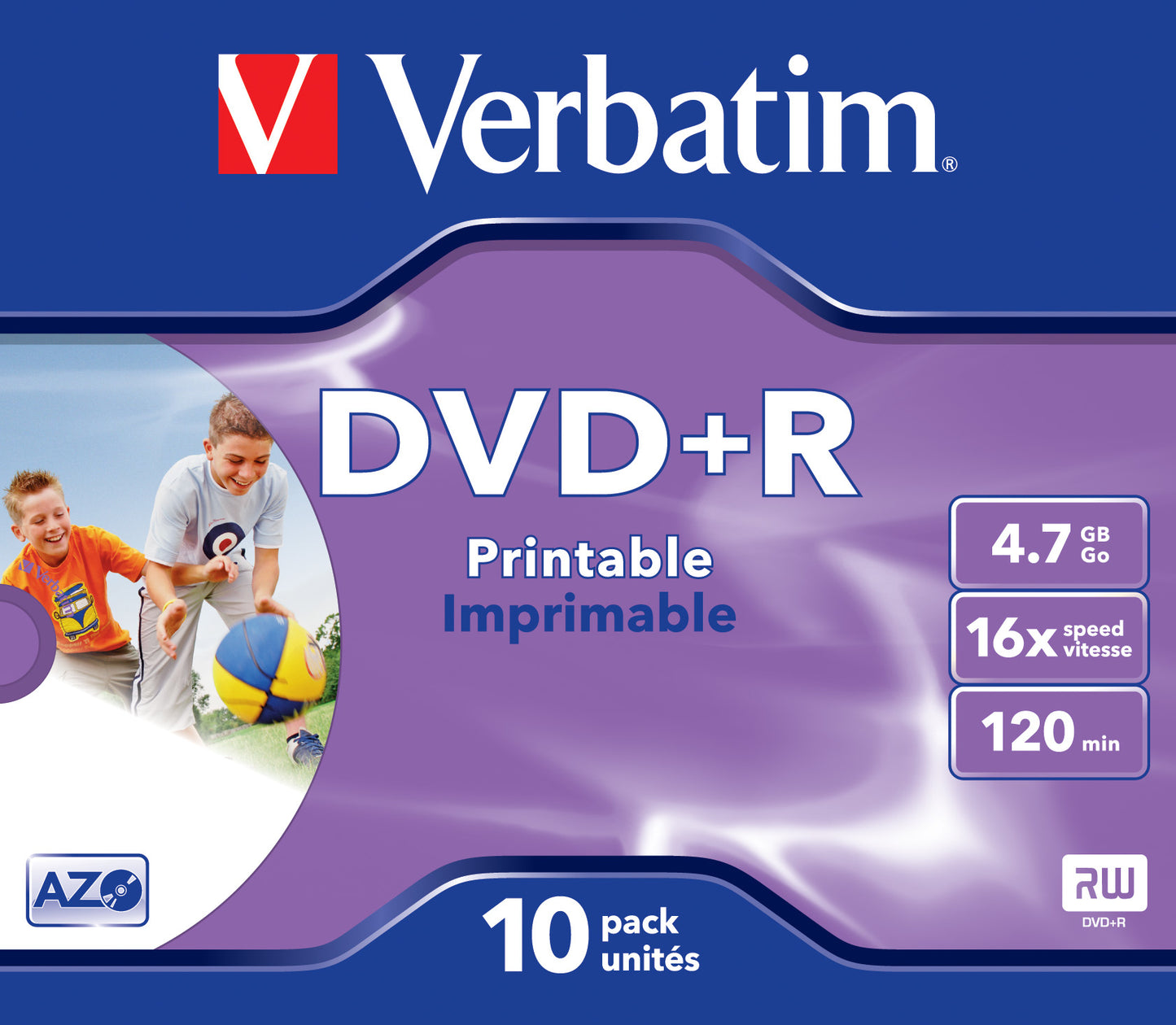 1x10 Verbatim DVD+R 4,7GB Jewel 16x Speed, printable