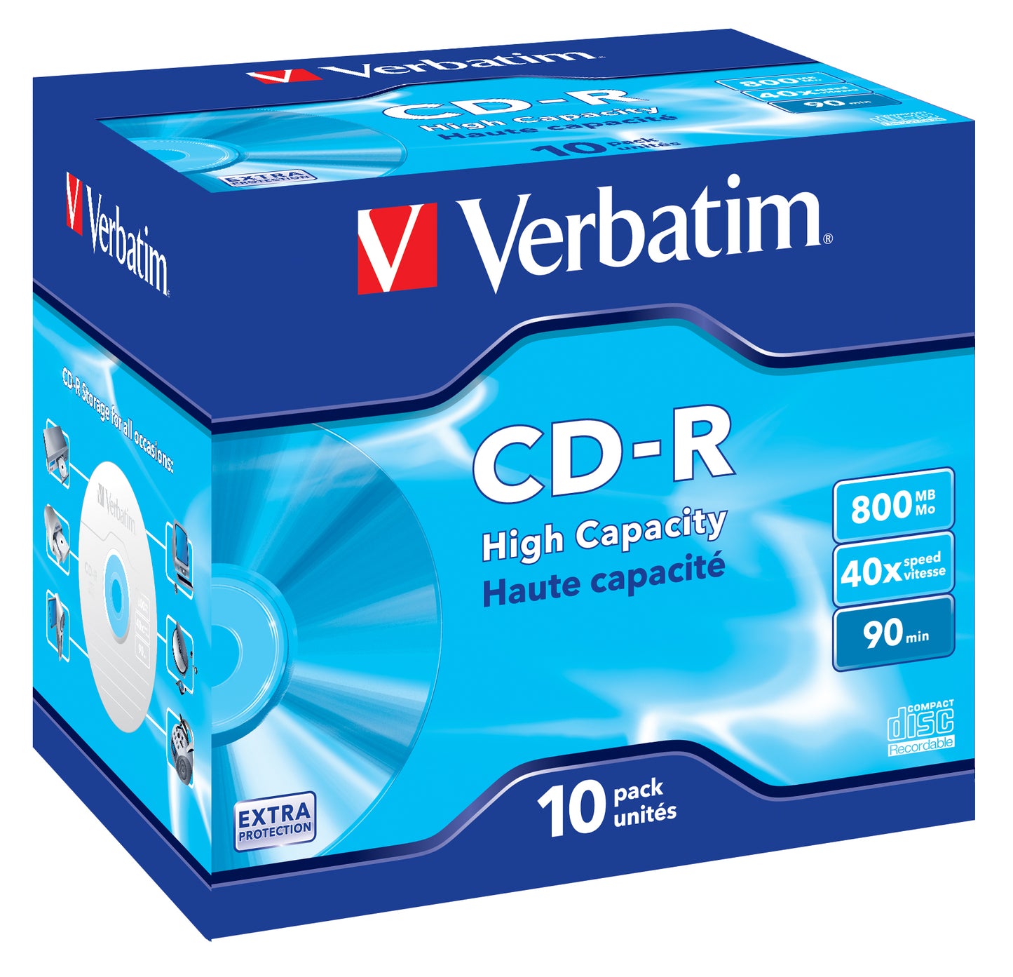 1x10 Verbatim CD-R 90 / 800MB JC 48x Speed, ExtraProtection