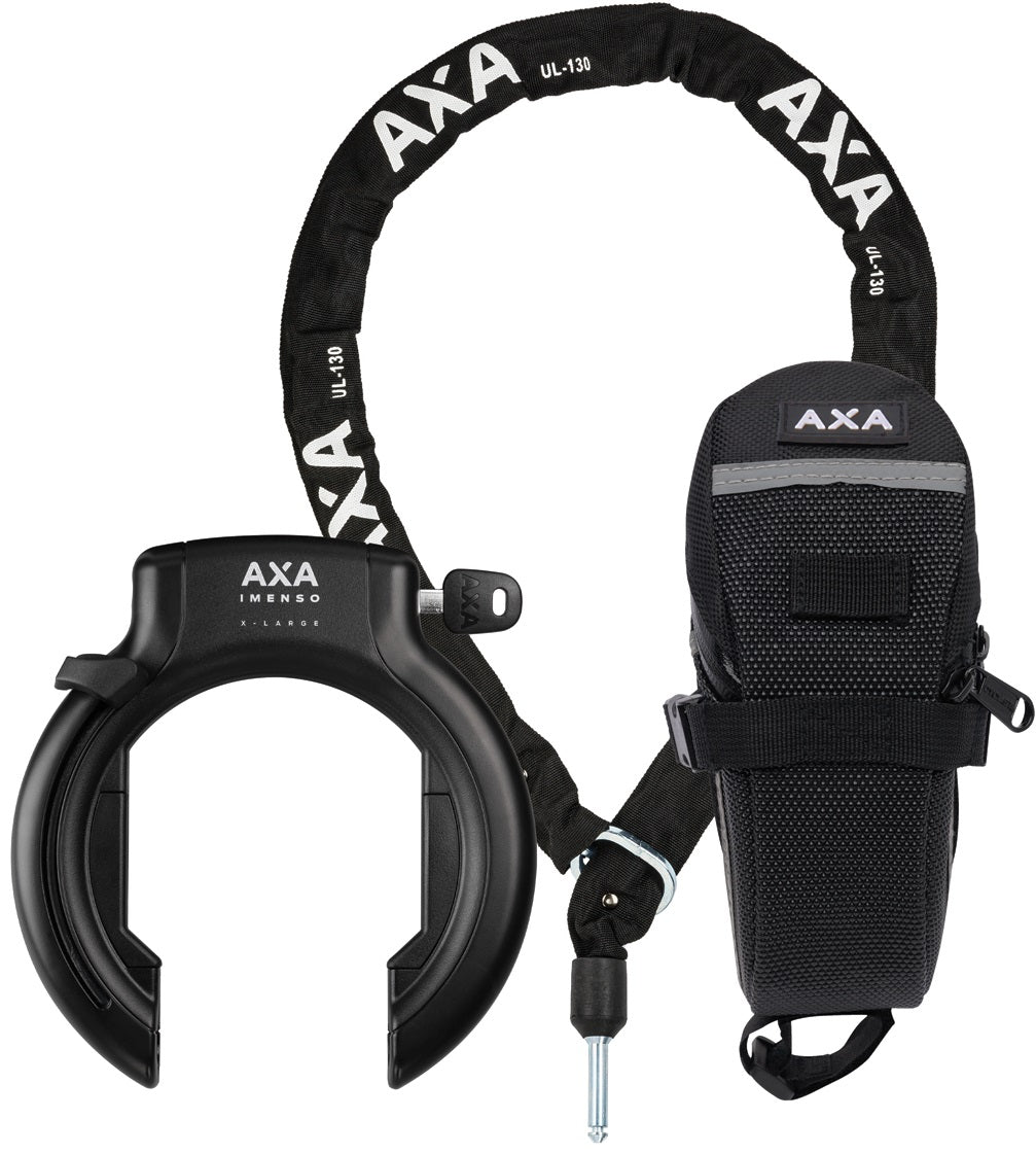 Set Ringslot Axa Imenso XL met uitneembare sleutel +insteekketting Axa ULC 130 + zadeltas - zwart