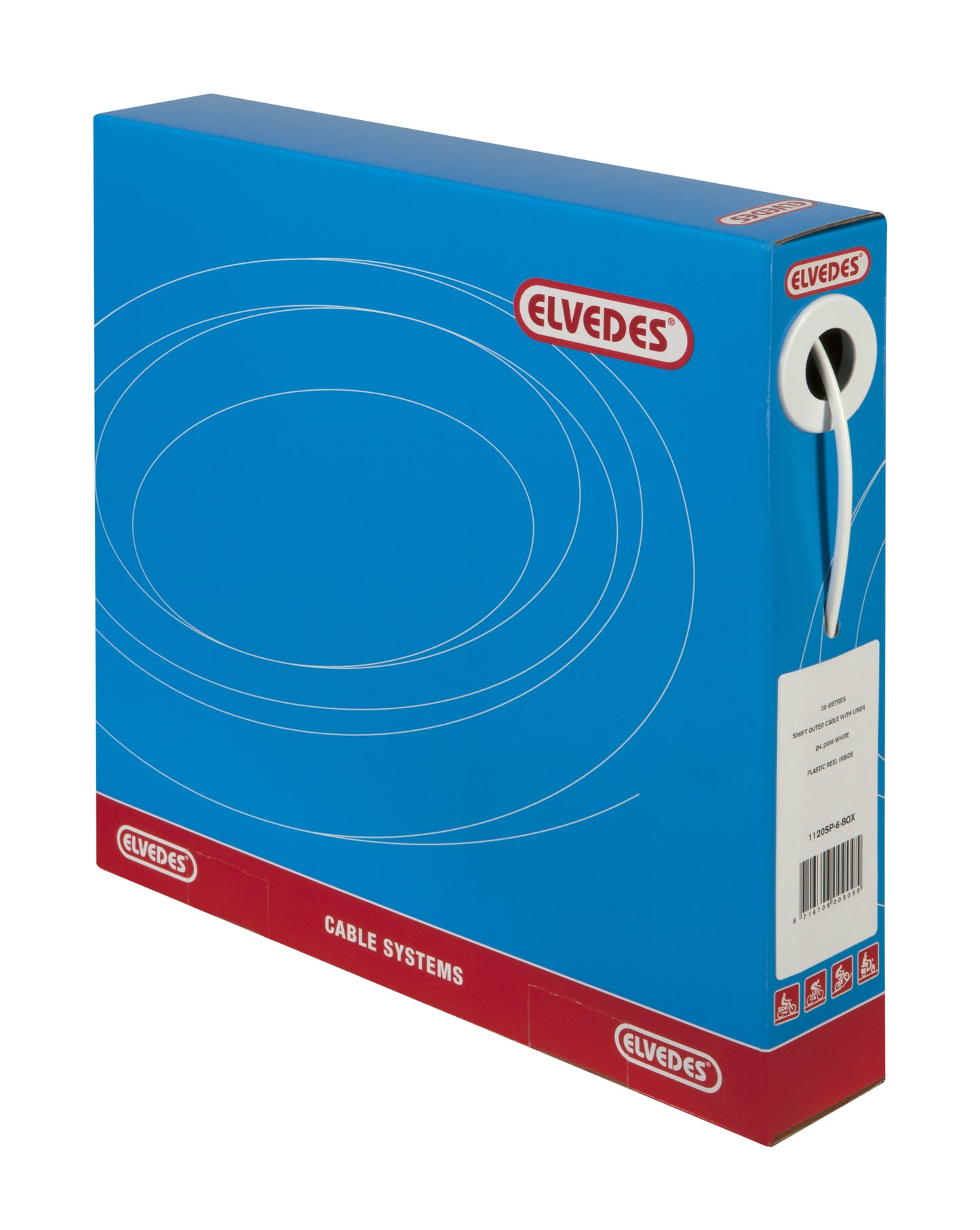 Schakel buitenkabel Elvedes met teflon voering 30 meter / Ø4,2mm - wit (30 meter in doos)