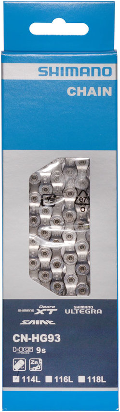 Ketting 9 speed Shimano Deore XT / Ultegra HG93 met kettingpen - 116 schakels